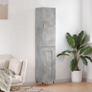 vidaXL Highboard betonggrå 34,5x34x180 cm konstruert tre