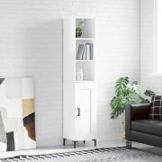 vidaXL Highboard høyglans hvit 34,5x34x180 cm konstruert tre