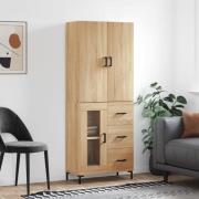 vidaXL Highboard sonoma eik 69,5x34x180 cm konstruert tre