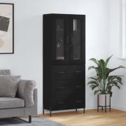 vidaXL Highboard svart 69,5x34x180 cm konstruert tre