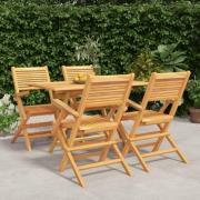 vidaXL Hagespisegruppe 5 deler heltre teak