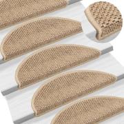 vidaXL Selvklebende trappematter sisal-utseende 15 stk 56x17x3 cm sand