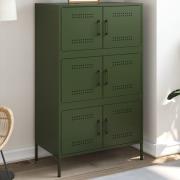 vidaXL Highboard olivengrønn 68x39x113 cm stål