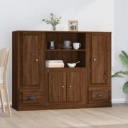 vidaXL Highboard 3 stk brun eik konstruert tre