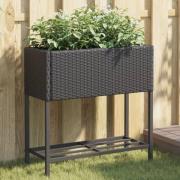 vidaXL Plantekasser med hylle 2 stk svart 70x28x70 cm polyrotting