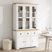 vidaXL Highboard BODO hvit og brun 115,5x43x200,5 cm cm heltre furu