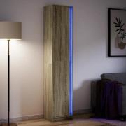 vidaXL Garderobe med LED sonoma eik 41,5x32,5x200 cm konstruert tre