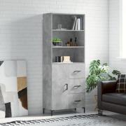 vidaXL Highboard betonggrå 69,5x34x180 cm konstruert tre