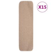 vidaXL Sklisikre trappematter 15 stk 75x20 cm beige rektangulær