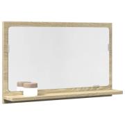 vidaXL Baderomshylle med speil sonoma eik 60x11x37 cm konstruert tre