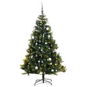 vidaXL Kunstig hengslet juletre med 300 LED og kulesett 210 cm