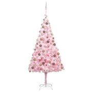 vidaXL Forhåndsbelyst kunstig juletre med kulesett rosa 240 cm PVC