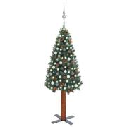 vidaXL Forhåndsbelyst slankt juletre med kulesett grønn 180 cm PVC