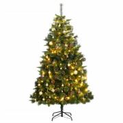 vidaXL Kunstig hengslet juletre med 300 LED og kulesett 210 cm