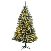 vidaXL Kunstig hengslet juletre med 300 LED og kulesett 180 cm