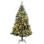 vidaXL Kunstig hengslet juletre med 300 LED og kulesett 210 cm