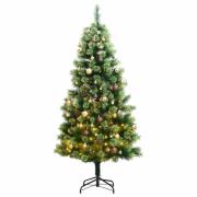 vidaXL Kunstig hengslet juletre med 300 LED og kulesett 180 cm