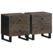 vidaXL Nattbord 2 stk svart 40x33x46 cm heltre mango