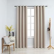 vidaXL Lystette gardiner med metallringer 2 stk beige 140x245 cm