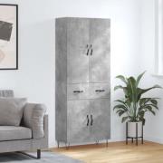 vidaXL Highboard betonggrå 69,5x34x180 cm konstruert tre