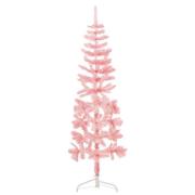 vidaXL Kunstig halvt juletre med stativ tynt rosa 120 cm