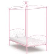 vidaXL Himmelsengeramme rosa metall 90x200 cm