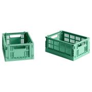 HAY Colour Crate oppbevaringsboks mini 2 st, dark mint