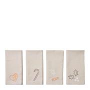 Broste Copenhagen - Fryd juleserviett 45x45 cm 4 stk varmgrå/gull