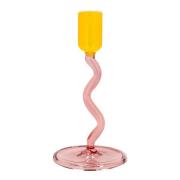 Villa Collection - Styles lysestake glass 8,5x15,3 cm rosa/gul