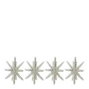 House Doctor - Spike juletrepynt stjerner 7,5 cm 4 stk sølv/glitter