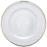 Stiernholm - Plisse dekketallerken 33 cm klar/gull