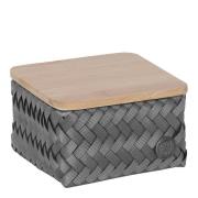 Handed By - Top Fit Tiny oppbevaringskurv m/lokk 13x13x8 cm dark grey