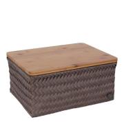 Handed By - Top Fit stor oppbevaringskurv m/lokk 31x23x15 cm taupe