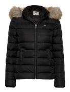 Tjw Basic Hooded Down Jacket Fôret Jakke Black Tommy Jeans