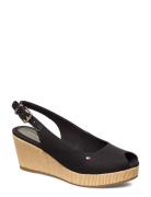 Iconic Elba Sling Back Wedge Sko Wedge Black Tommy Hilfiger