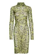 Jersey Mesh Barnau Dress Aop Kort Kjole Green Mads Nørgaard