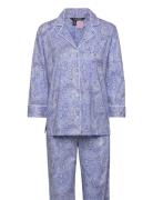 Lrl Heritage 3/4 Sl Classic Notch Pj Set Pyjamas Blue Lauren Ralph Lau...