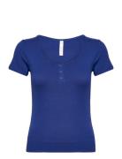 Top Ss Rib Henley Topp Blue Hunkemöller