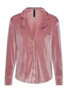 Jacket Ls Shiny Velours Piping Topp Pink Hunkemöller