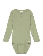 Body Ls Rib Bodies Long-sleeved Green Minymo