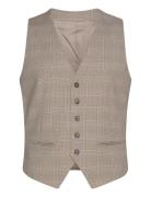 Checked Stretch Waistcoat Dressvest Beige Lindbergh