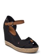 Basic Open Toe High Wedge Sko Wedge Black Tommy Hilfiger