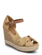 Basic Open Toe High Wedge Sko Wedge Khaki Green Tommy Hilfiger