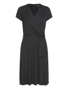 Surplice Jersey Dress Kort Kjole Black Lauren Ralph Lauren