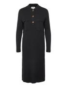 Objnoelle Polo Knit Dress Knelang Kjole Black Object