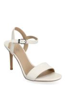 Gwen Lizard-Embossed Leather Sandal Sandal Med Hæl White Lauren Ralph ...