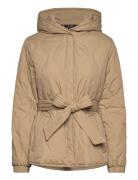 Belted Onion-Quilted Hooded Coat Vattert Jakke Beige Lauren Ralph Laur...