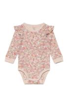 Body Aop Frill Bodies Long-sleeved Pink Lindex