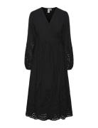 Yasluma Ls Long Wrap Dress S. Noos Knelang Kjole Black YAS