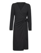 Onlmerle L/S Wrap Midi Dress Jrs Knelang Kjole Black ONLY